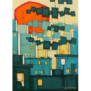 Salman Farooqi, 36 x 24 Inch, Acrylic on Canvas, Cityscape Painting, AC-SF-329